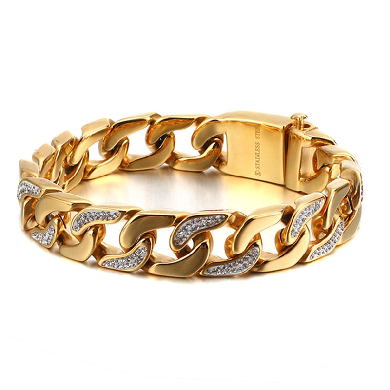 Half-Ice Cuban Link Mens Bracelet
