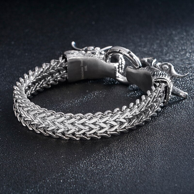 Mesh Chain Eastern Dragon Mens Bracelet