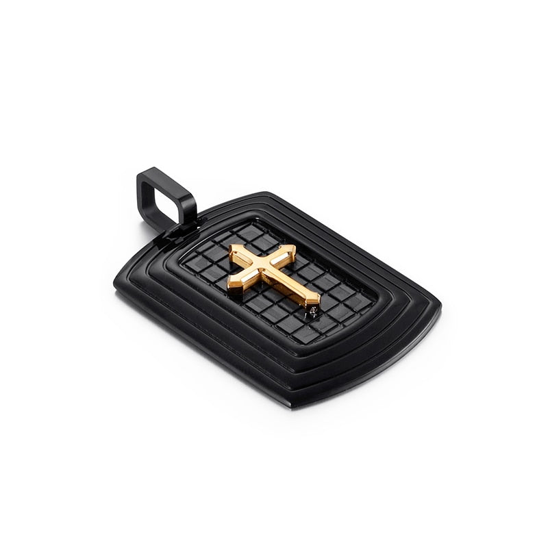 Geometric Cross Dog Tag Pendant