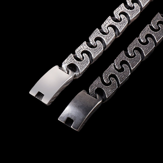 Hook Link Mens Gunmetal Steel Bracelet