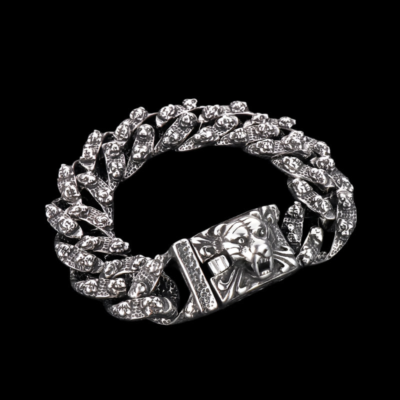 Huge Punk Tiger Engraving Cuban Chain Bracelet