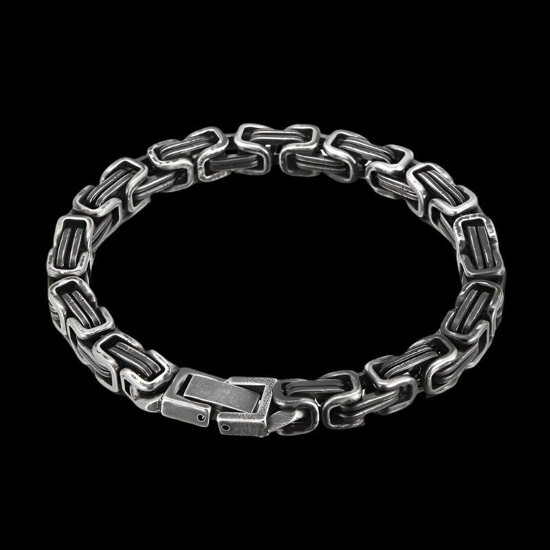 Mens Geometric Link Steel Bracelet