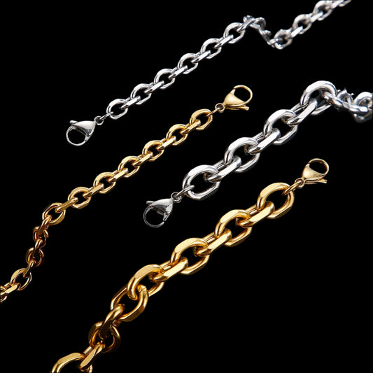 Oval Rolo Link Chain Necklace