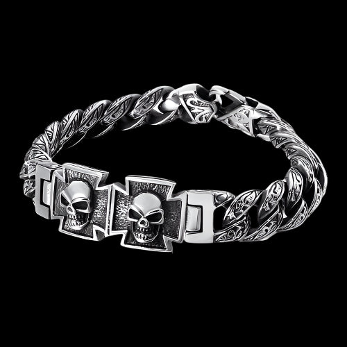 Punk Cross and Skull Mens Bracelet