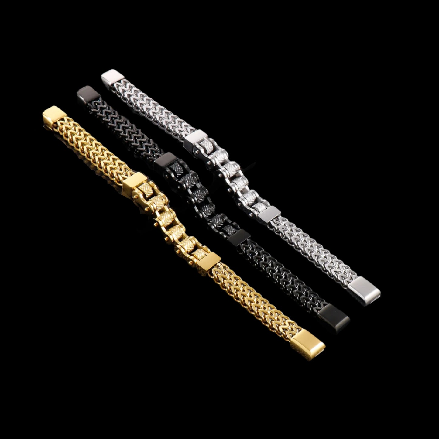 Punk Two Strand Biker Chain Steel Bracelet