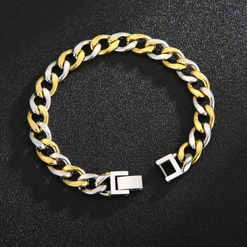Silver and Gold Figaro Chain Bracelet