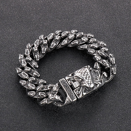 Huge Punk Tiger Engraving Cuban Chain Bracelet
