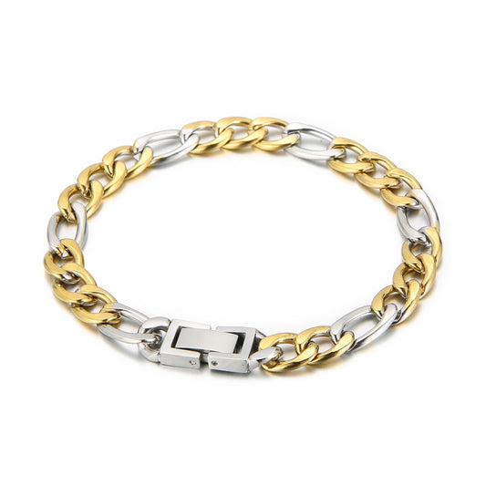 Silver and Gold Figaro Chain Bracelet
