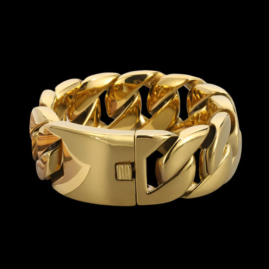 Gold Huge Chunky Cuban Chain Mens Bracelet