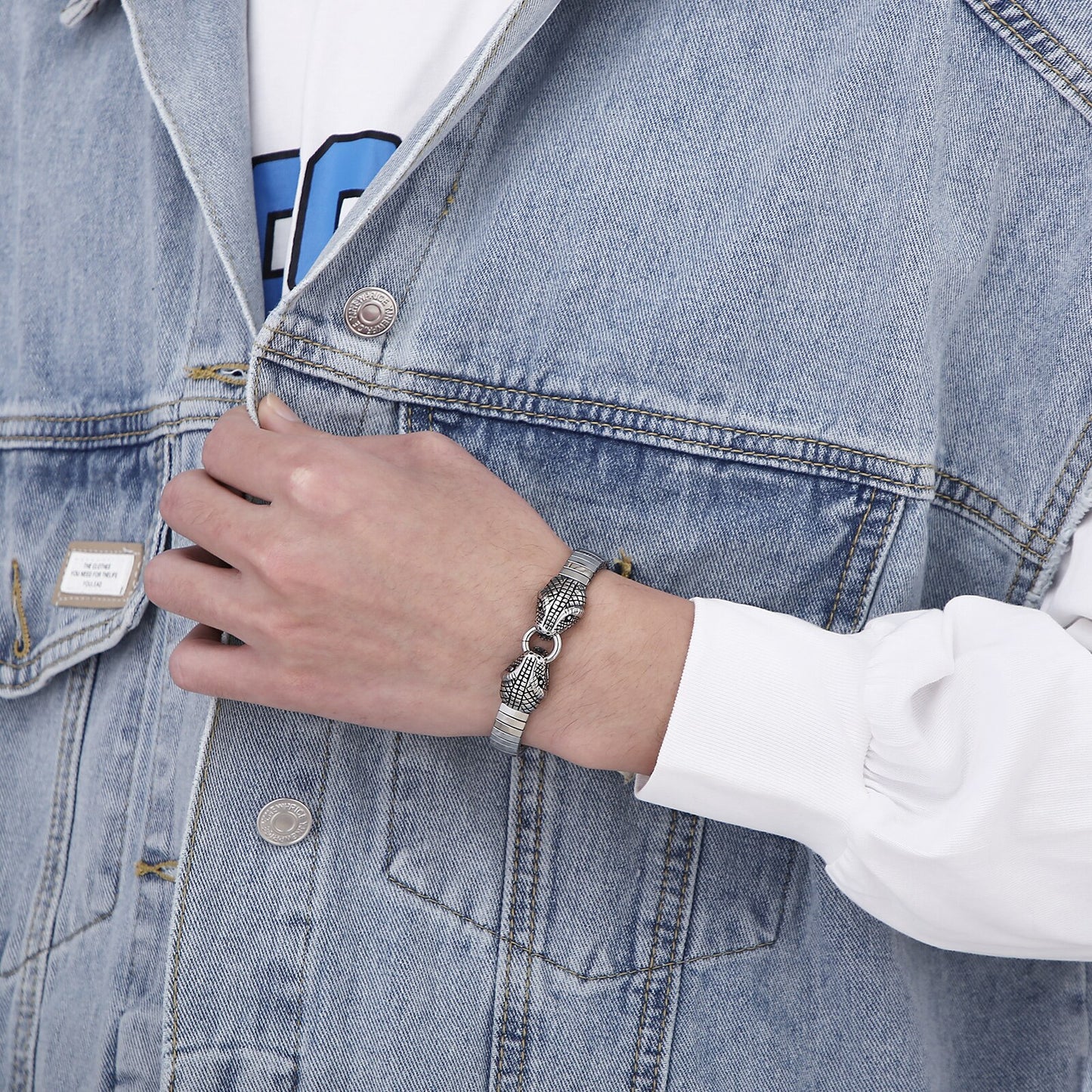 Dual Serpent Watch Link Bracelet