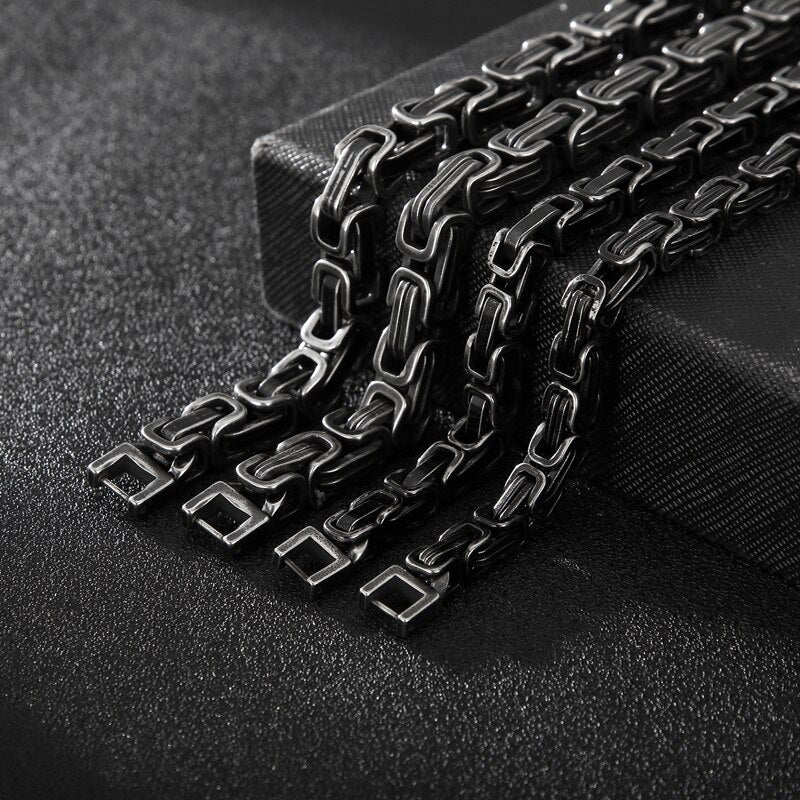 Vintage Men's Bracelets Square Stainless Steel Gothic Box Chain Bracelets For Men Viking Charm Cool Jewelry