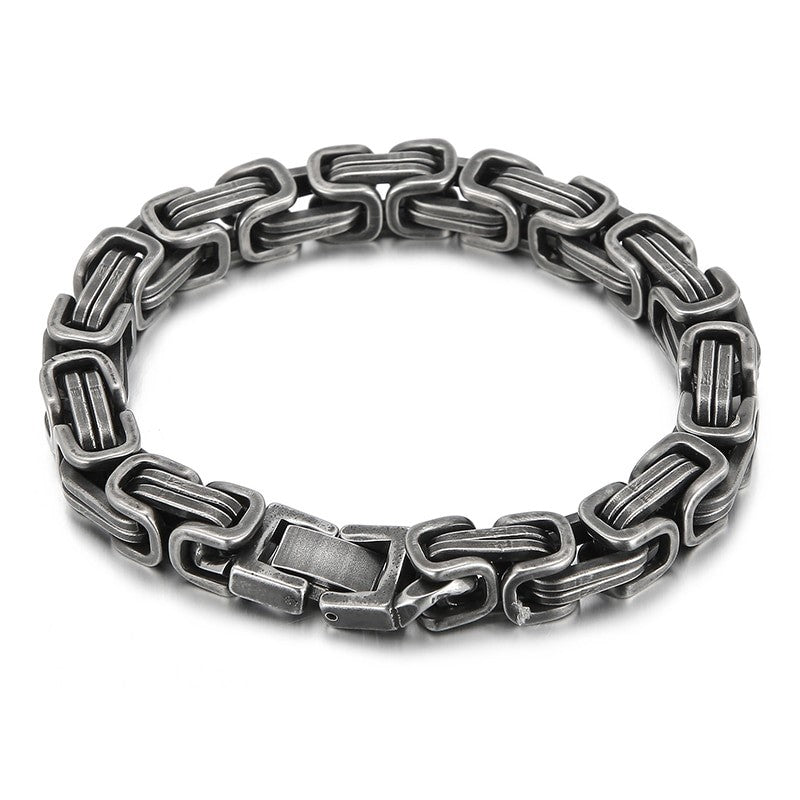 Mens Geometric Link Steel Bracelet