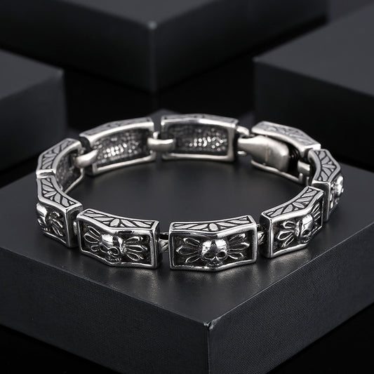 Viking Skull Chain Mens Bracelet