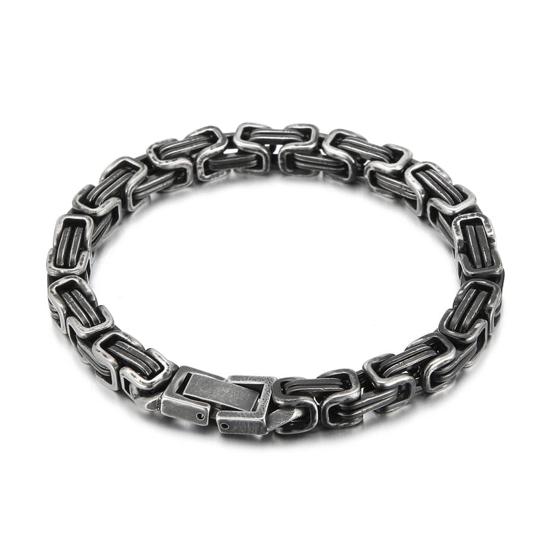 Vintage Men's Bracelets Square Stainless Steel Gothic Box Chain Bracelets For Men Viking Charm Cool Jewelry