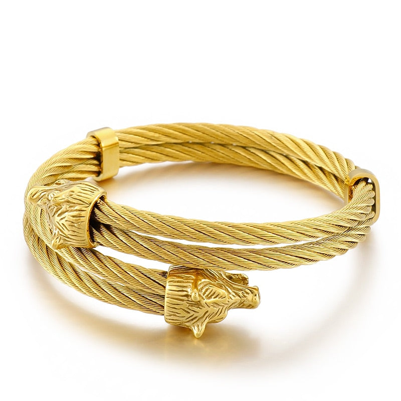 Modern Minimalist Woven Steel Wolf Bangle