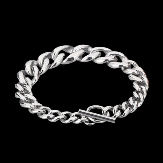 Woven Rope Steel Bold Link Chain Mens Bracelet