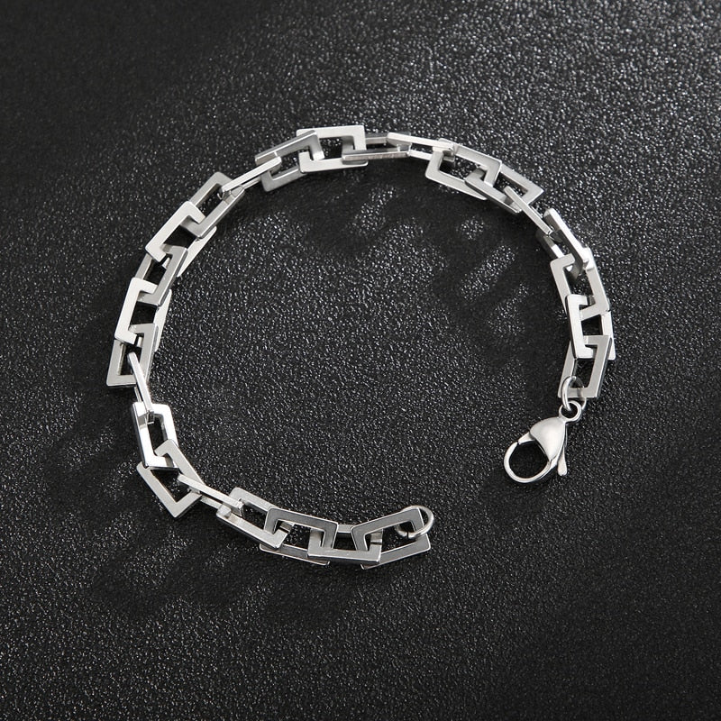 Modern Square Link Chain Mens Bracelet