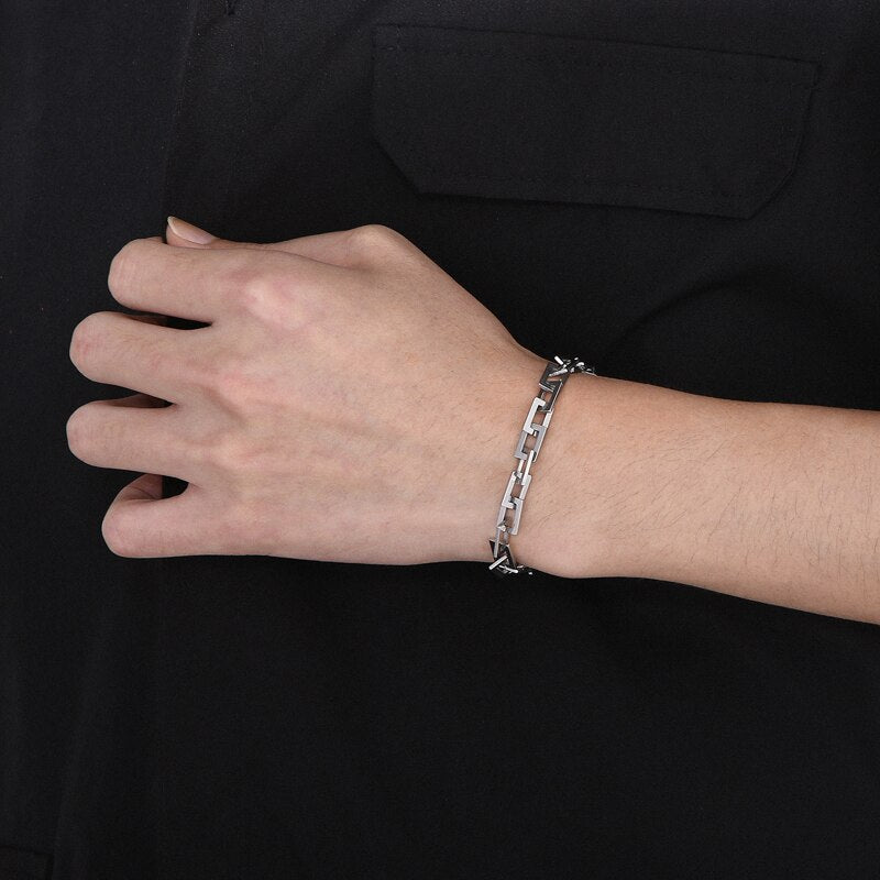 Modern Square Link Chain Mens Bracelet