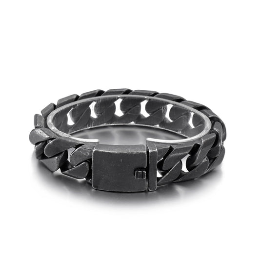 Wide Gunmetal Cuban Chain Bracelet