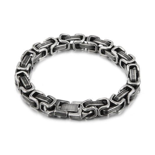 Mens Geometric Link Steel Bracelet