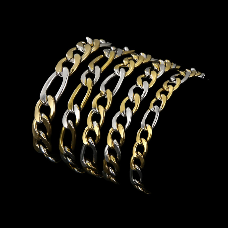 Silver and Gold Figaro Chain Bracelet