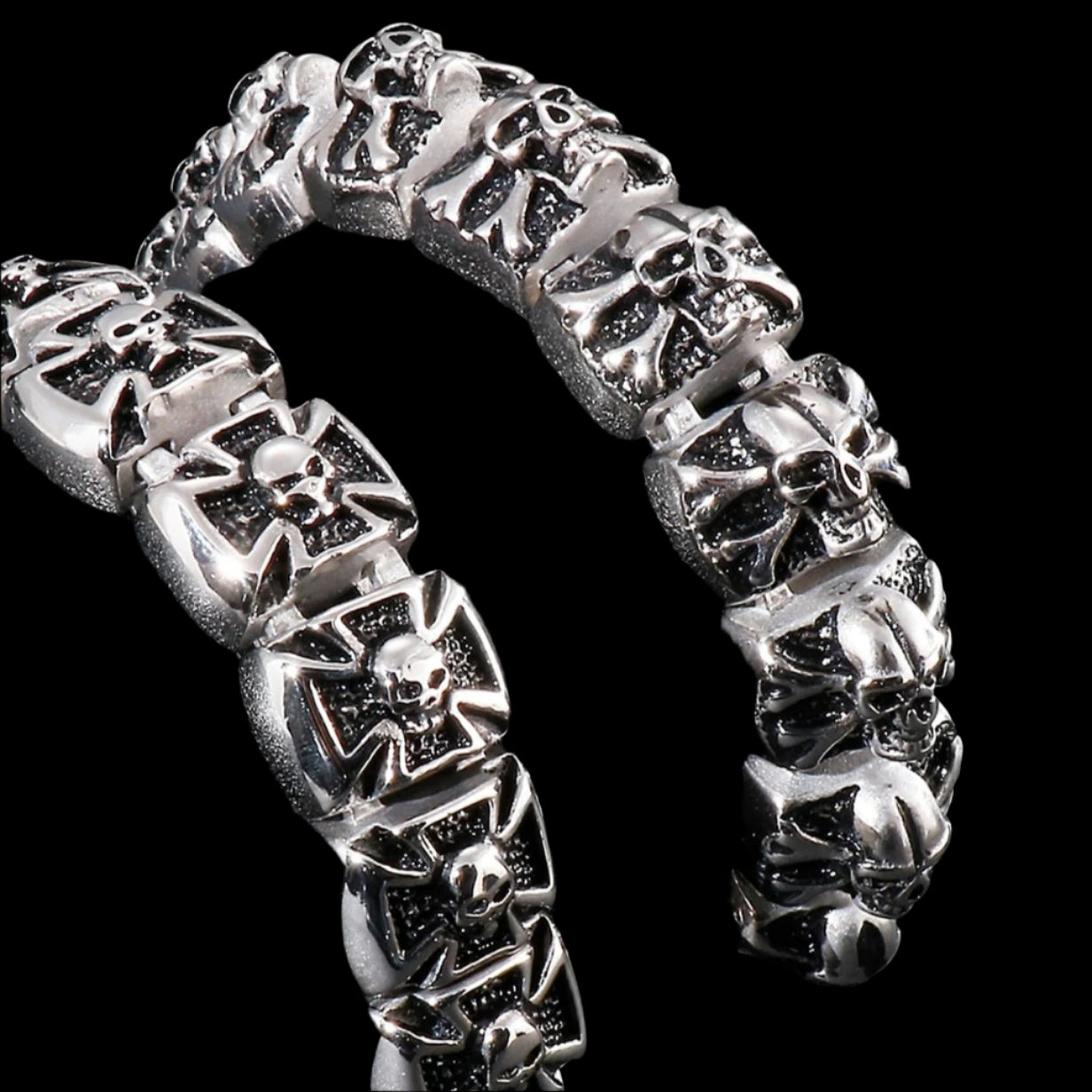 Skull and Crossbone - Skull and Maltese Cross Bracelet