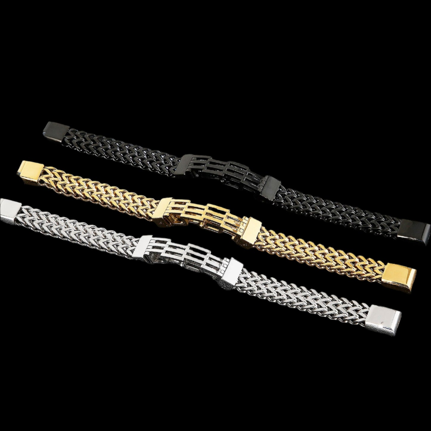 Slat Fence Geometric Modern Chain Mesh Bracelet