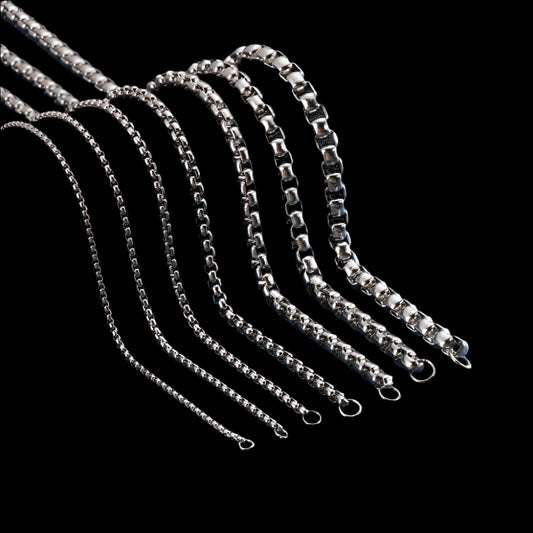 Small Gauge Stainless Steel Square Link Box Chain Necklace