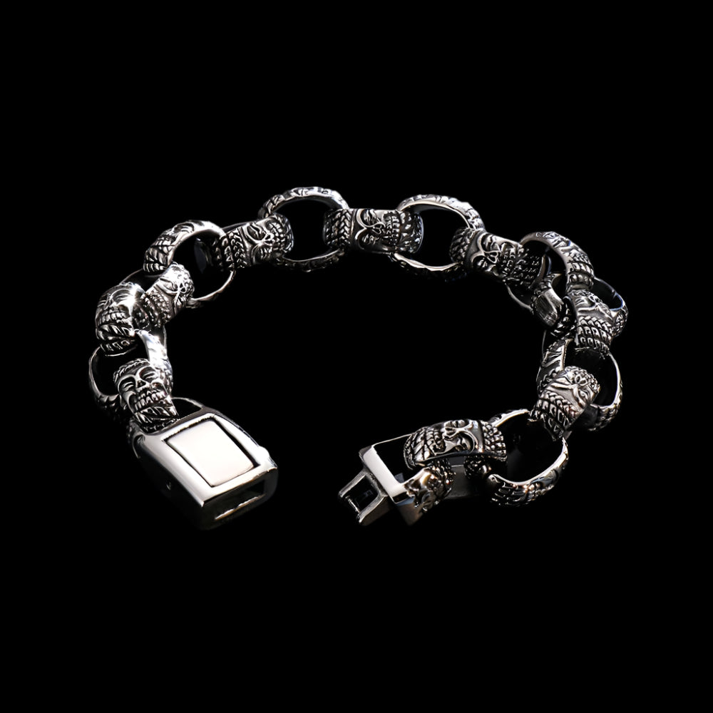 Steel Buddha Bead Mens Bracelet