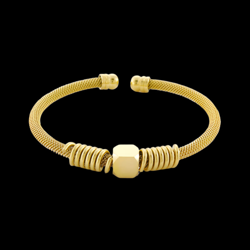 Steel Mesh and Coil Cuff Bracelet