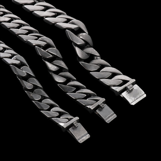 Wide Gunmetal Cuban Chain Bracelet