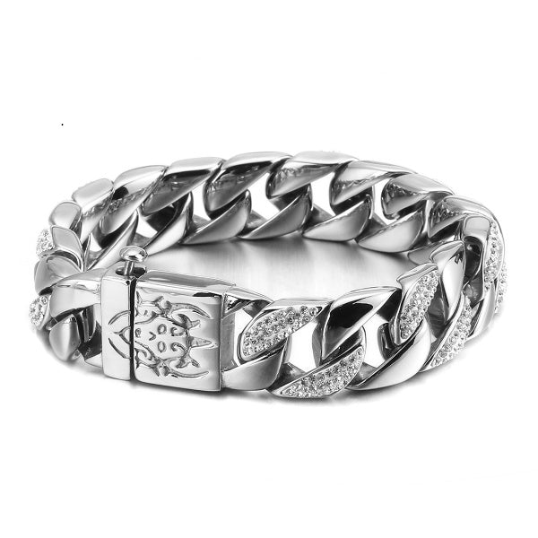 Iced Out Devil Cuban Chain Bracelet