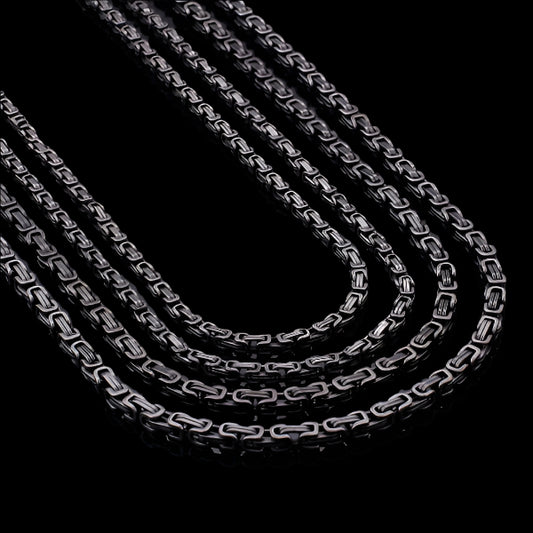 Gunmetal Geometric Square Link Chain Necklace