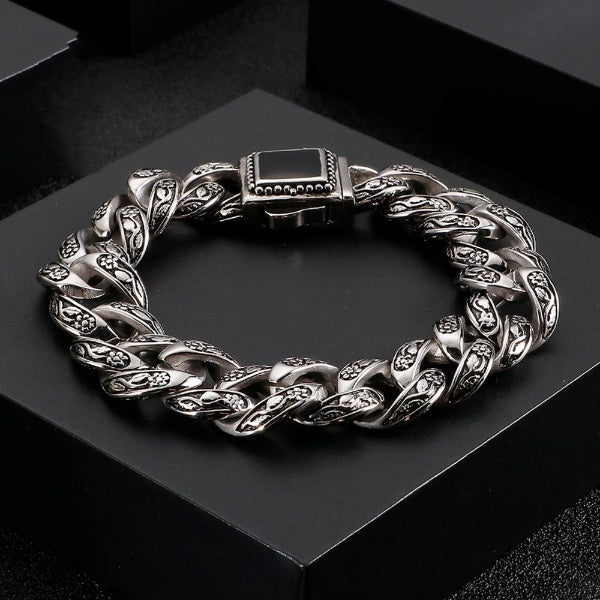 Vintage Gothic Style Male Bracelet Stainless Steel Black Clasp Charm Lucky Friendship Bracelets Armband Men Fashion