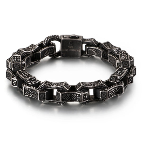 Dragon Chain Ancient Steel Mens Bracelet