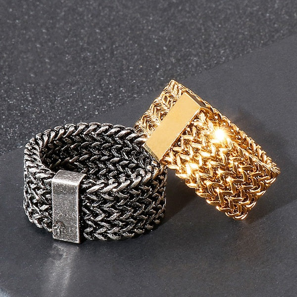 Woven Steel Chain Mail Band Ring