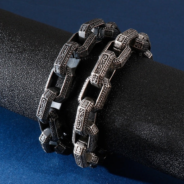 Beaded Ancient Chain Mens Bracelet