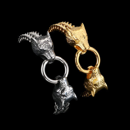 Dueling Wolves Chain Bracelet