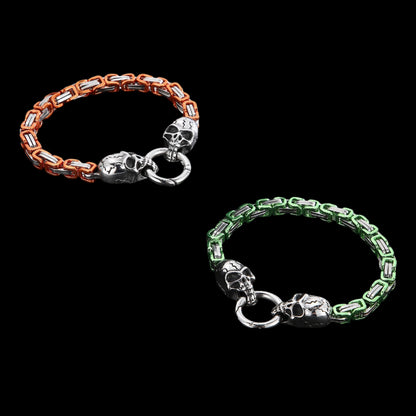 7 Colors Skull Byzantine Chain Mens Bracelet