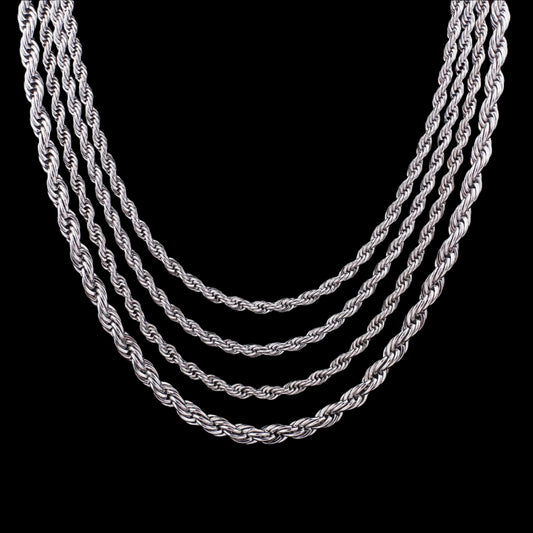 Antique Silver Color Twisted Singapore Snake Chain