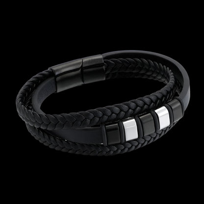 Braided Leather Band Mens Bracelet