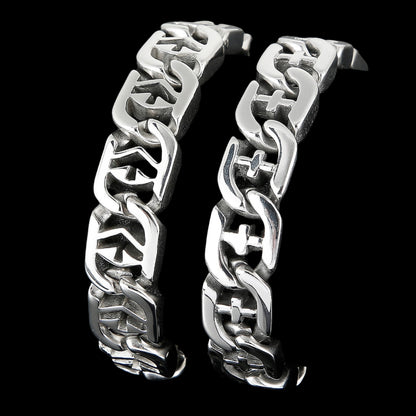 Cross Link Flat Chain Bracelet