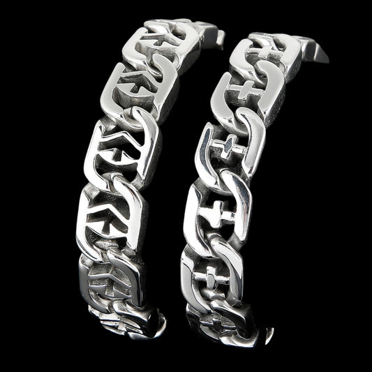 Cross Link Flat Chain Bracelet