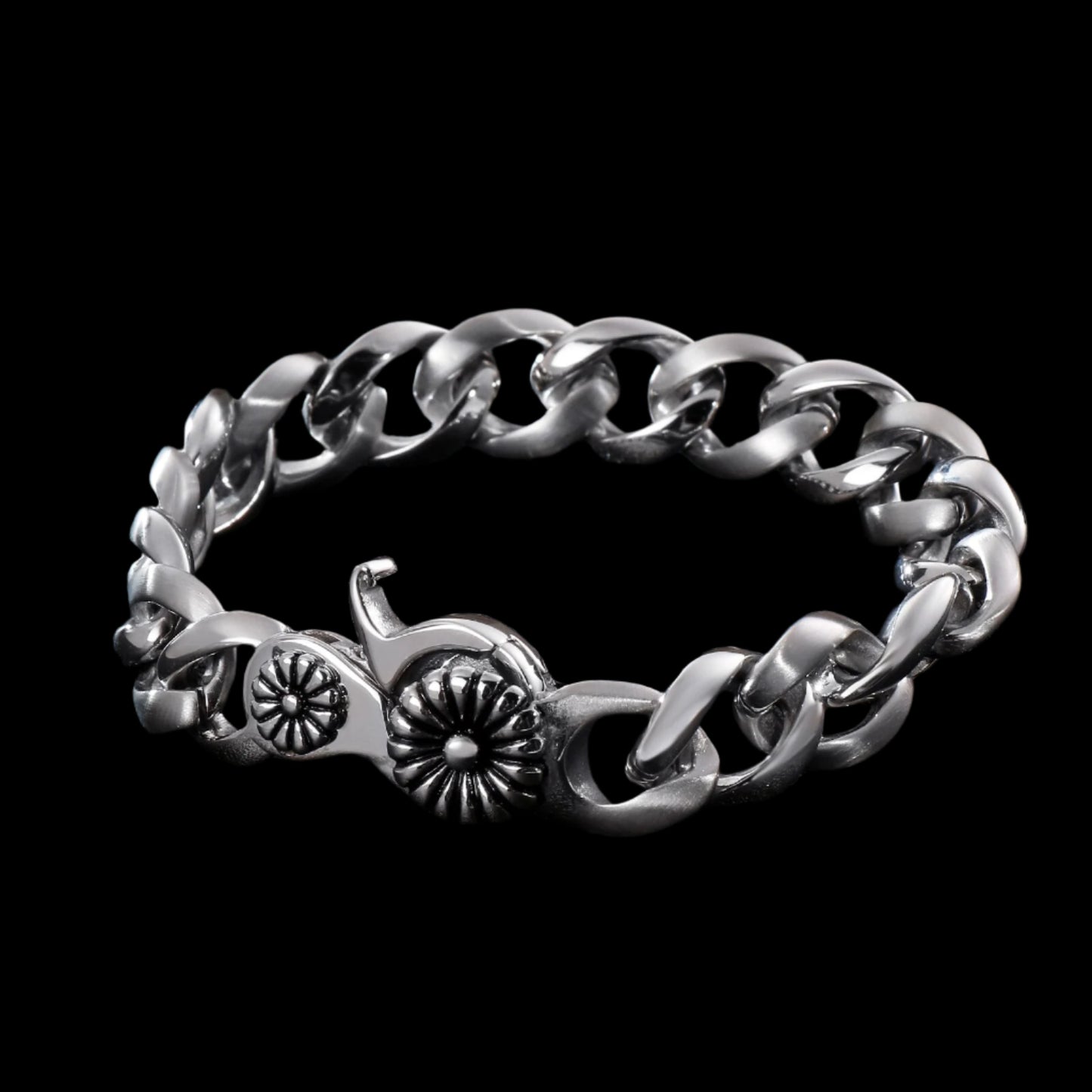 Daisy Chain Flower Charm Mens Bracelet