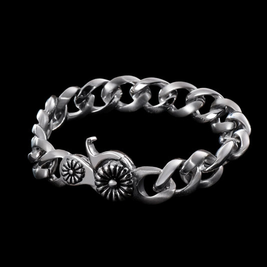 Daisy Chain Flower Charm Mens Bracelet