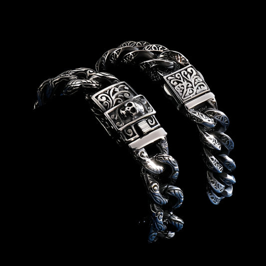 Deep Engraved Cuban Chain Bracelet