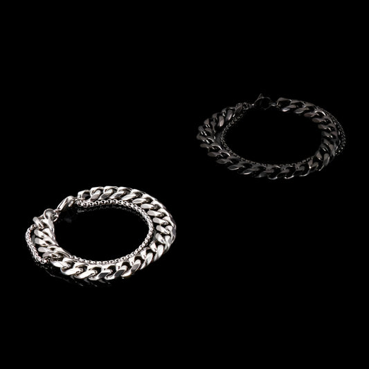 Dual Strand Double Layered Mens Bracelet