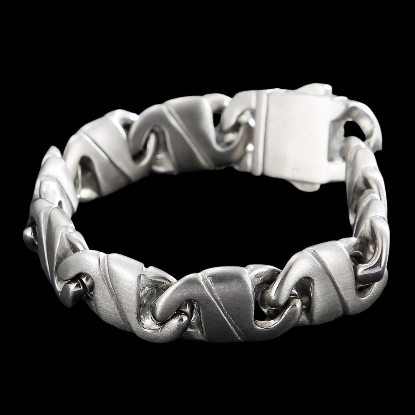 Flat Link Brushed Steel Chain Bracelet