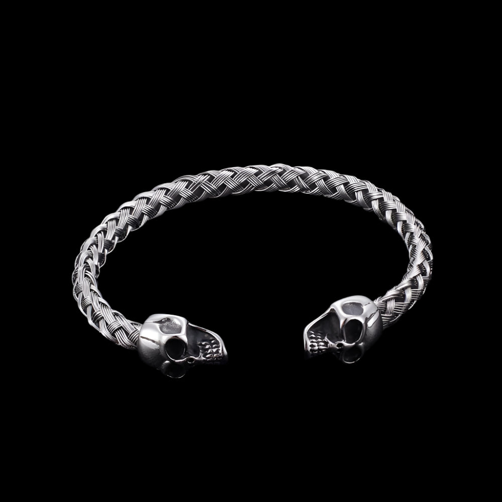 Gothic Skull Woven Bangle Bracelet
