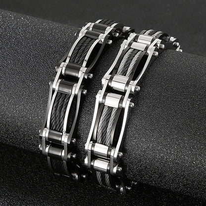 Punk Rock Wristband Biker Men Bracelet Stainless Steel Trendy Bicycle Chain Charm Bangle Male Jewelry